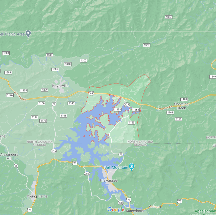 Hiawassee in the map